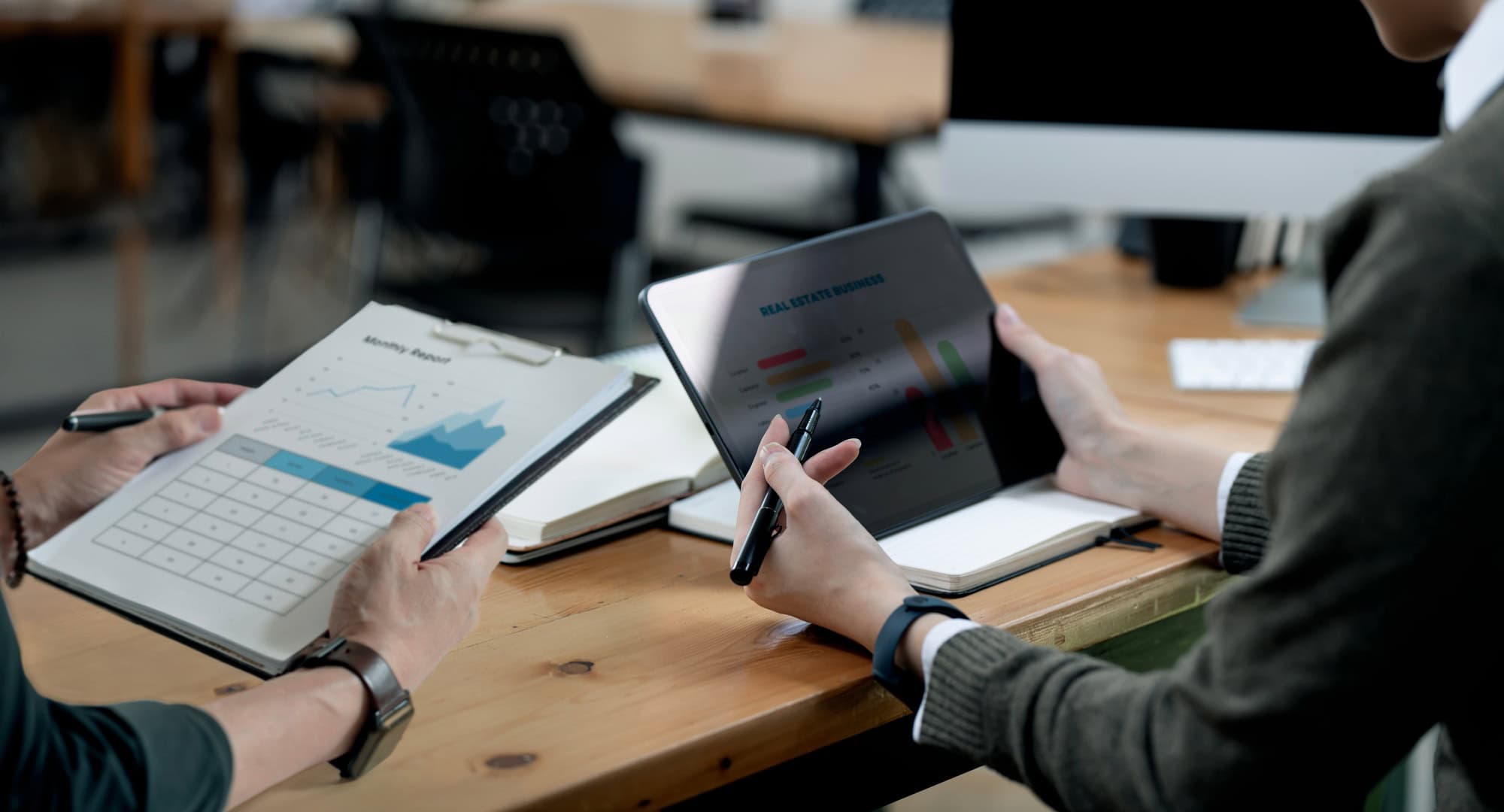 Business Consulting meeting working and brainstorming new project and investment. - Market Design Team: Define. Structure. Expand.