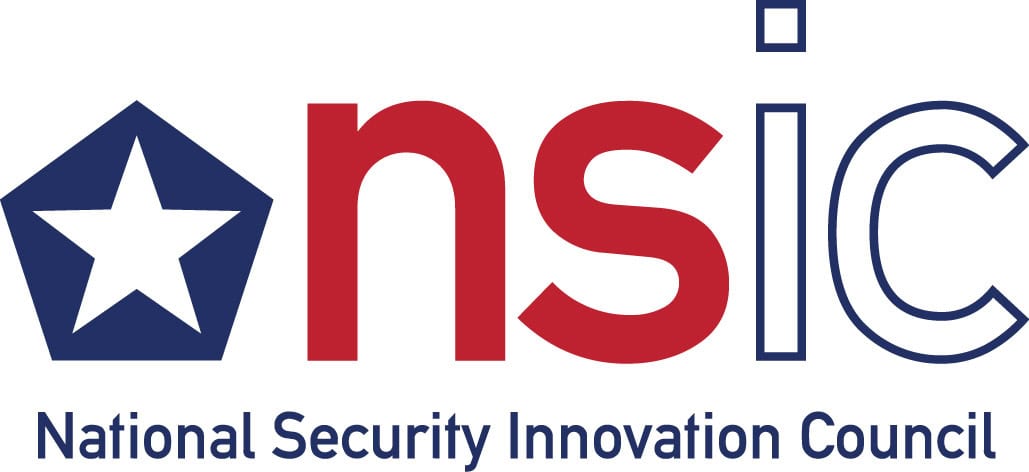 Logo for the National Security Innovation Council, featuring the acronym "nsic" with a pentagon-shaped star symbol at the beginning and the full organization name written below in blue text. - Market Design Team: Define. Structure. Expand.