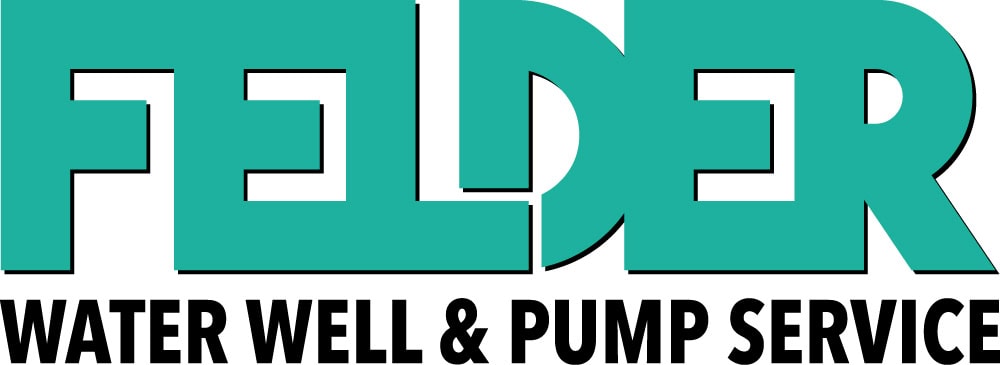 The image shows the logo for Felder Water Well & Pump Service. The word "FELDER" is in large turquoise capital letters, with "WATER WELL & PUMP SERVICE" in smaller black capital letters below. - Market Design Team: Define. Structure. Expand.