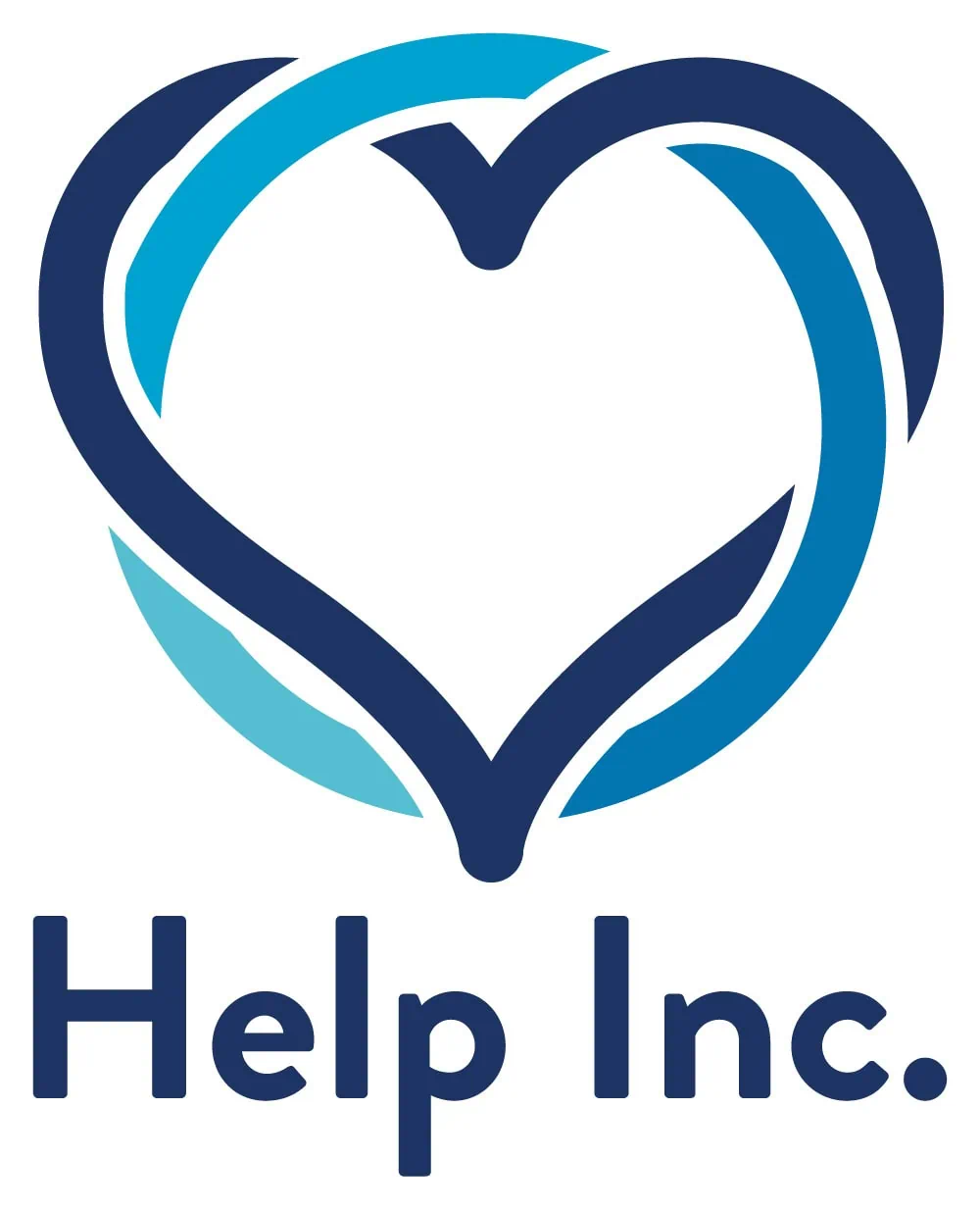 A stylized heart logo in blue and teal above the words "Help Inc." in bold blue letters on a white background. - Market Design Team: Define. Structure. Expand.