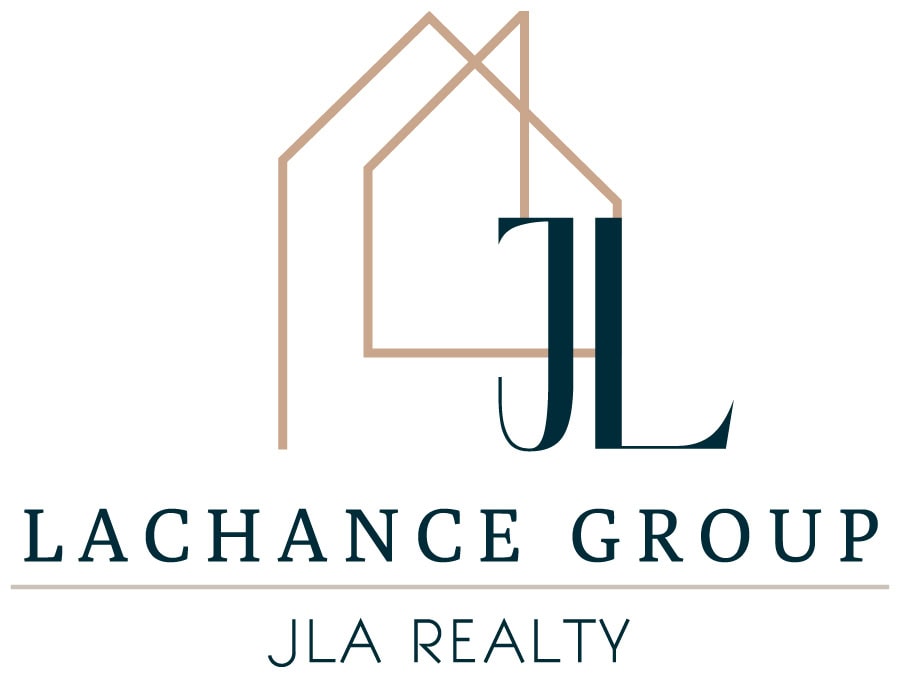 The logo shows two outlined house shapes overlapping, the initials "JL" in large serif font, and the text "Lachance Reality Group JLA Realty" in uppercase letters below. - Market Design Team: Define. Structure. Expand.