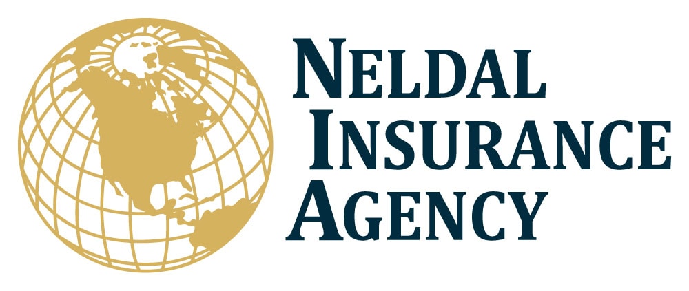 Logo of Neldal Insurance Agency featuring a stylized gold globe with North America visible on the left, and the insurance agency's name in bold, blue capital letters on the right. - Market Design Team: Define. Structure. Expand.